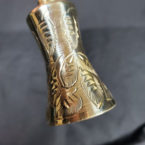Vintage Hand-Engraved Brass Letter Opener • Curved Blade Leaf Pattern Desk Decor - Picture 7 of 13